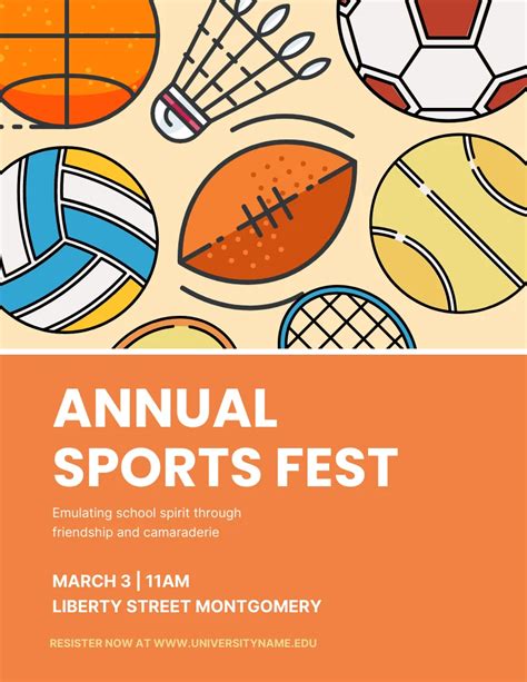 Yellow Orange Annual Sports Fest Poster - Venngage