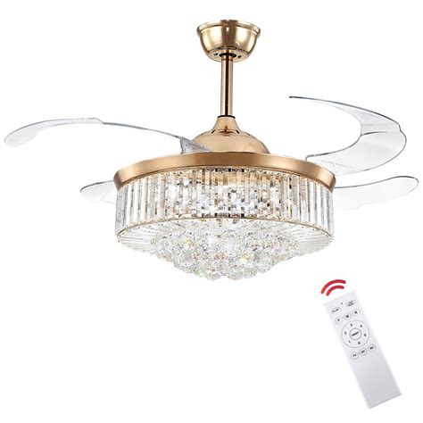 Buy MarkDee Crystal Fandelier Ceiling Fan with LED Light and Remote ...