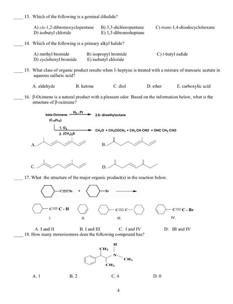 Solved 13. Which of the following is a geminal dihalide? A) | Chegg.com