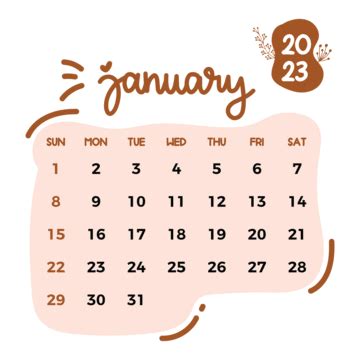 January 2023 Calendars PNG Transparent Images Free Download | Vector ...