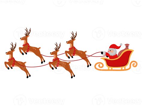 Christmas with Santa Claus and Reindeer Flying 12509220 PNG