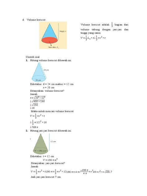 Volume Kerucut | PDF