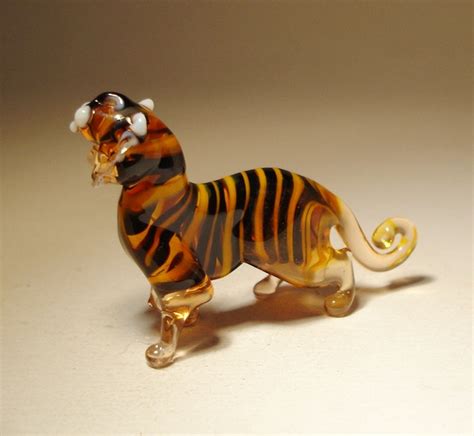 Handmade Blown Glass Art Animal Figurine Small TIGER | Etsy