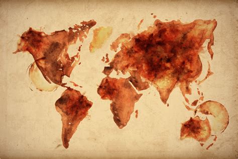 Watercolour world map art canvas - TenStickers