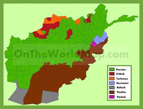 Map of languages in Afghanistan | Choropleth map, Afghanistan, Language map