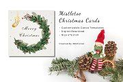 Mistletoe Christmas Cards Template | Creative Market