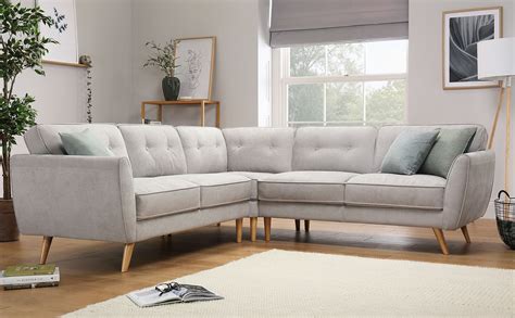 Harlow Dove Grey Plush Fabric Corner Sofa | Furniture Choice