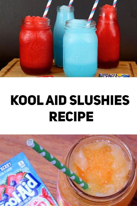 koolaid slushies recipe in mason jars with straws and candy bars