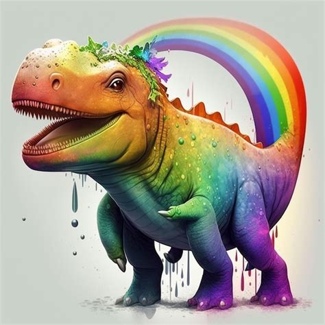 Premium Photo | A rainbow colored dinosaur with a rainbow on its head