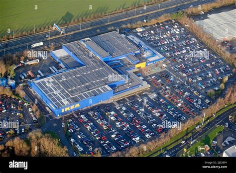 An aerial view of ikea store at warrington hi-res stock photography and ...