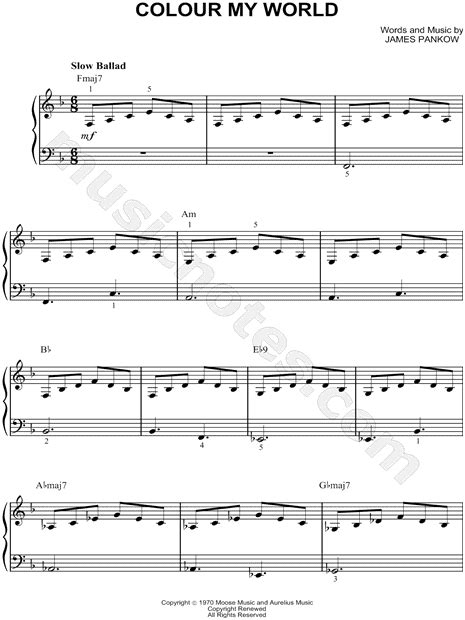 Chicago "Colour My World" Sheet Music (Easy Piano) in F Major ...