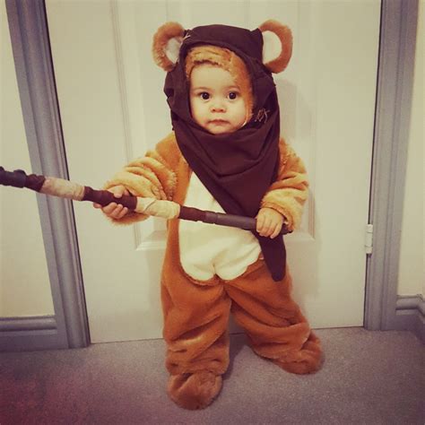 Baby Ewok made using bear costume and brown tshirt. This little bear is ...