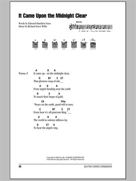 It Came Upon The Midnight Clear by Edmund Hamilton Sears Sheet Music for Guitar Chords/Lyrics at ...