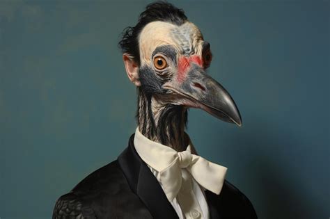 Premium AI Image | Portrait of a vulture in a suit and bow tie