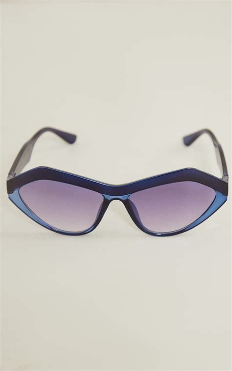 Blue Angled Cat Eye Sunglasses | Accessories | PrettyLittleThing USA