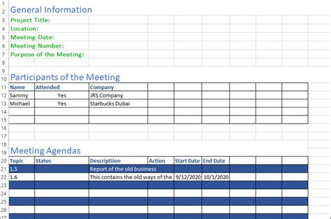 Editable Meeting Minutes Template Excel - prntbl ...