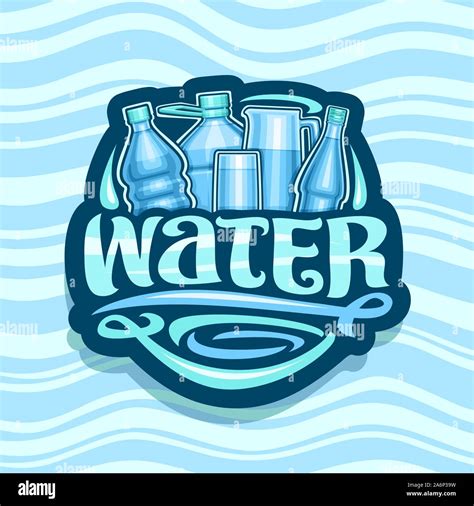 Vector logo for Drinking Water, blue icon with various glass and ...