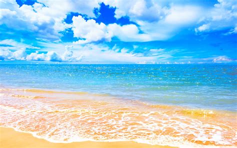 Horizon Sky Wave Blue Sea Tropical Pastel Beach Highres Turquoise Cloud ...