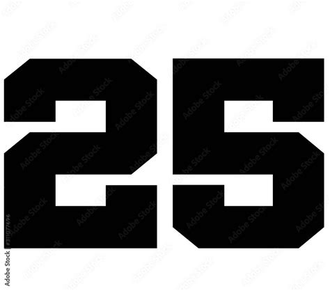 25,Classic Vintage Sport Jersey Number, Uniform numbers in black as fat fonts, number. For ...