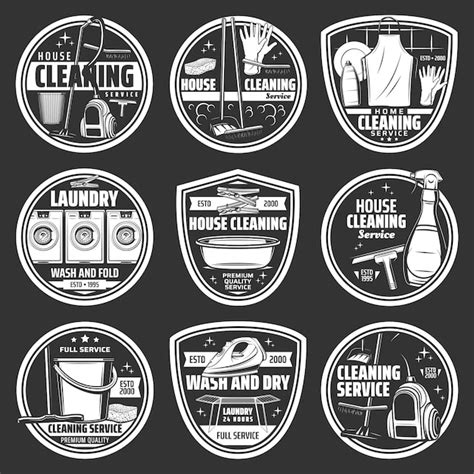 Premium Vector | House cleaning or laundry service vector icons
