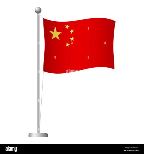 China flag on pole. Metal flagpole. National flag of China illustration Stock Photo - Alamy