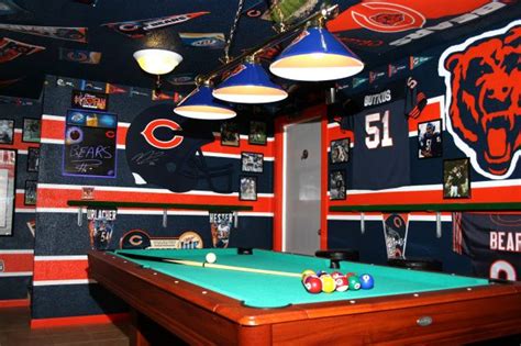 The Chicago Bear's cave | Man cave home bar, Chicago bears man cave ...