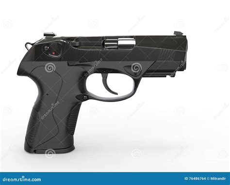 Compact Semi Automatic Pistol - Side View Stock Illustration - Illustration of caliber, pistol ...