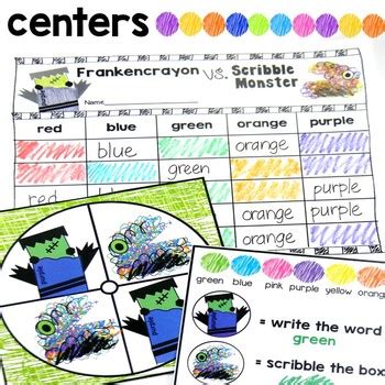 Halloween Color Word Games, Class Chart & Frankencrayon Writing Craft