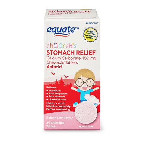 Equate Children's Stomach Relief Antacid, Bubble Gum Flavor, 24 ...