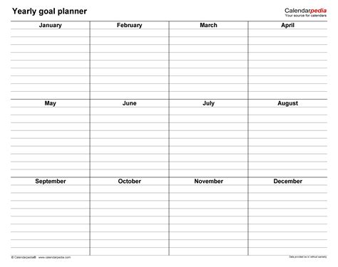 Printable Yearly Planner Template