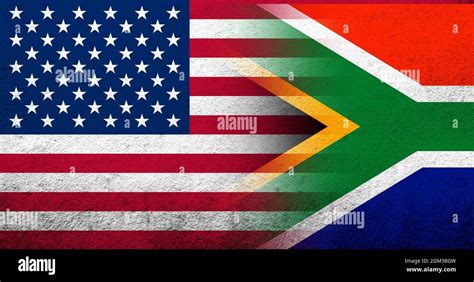 United States of America (USA) national flag with South Africa National ...