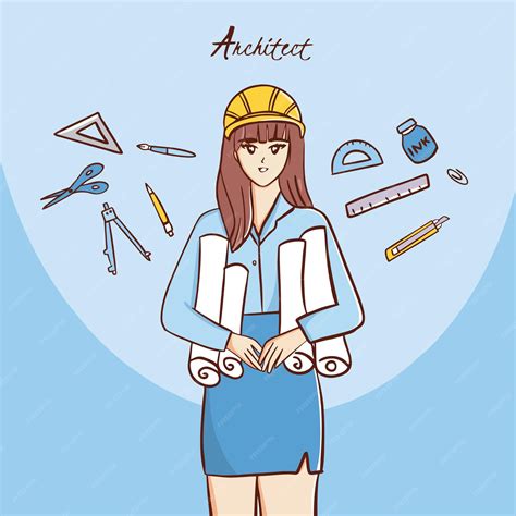 Premium Vector | Architect female illustration