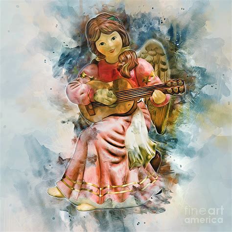 Angel Playing Guitar Painting by Ian Mitchell - Pixels