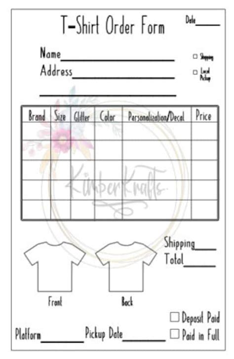 Printable Happy Size Order Form T-Shirt | Etsy