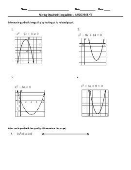 Solving Quadratic Inequalities Worksheet by Math With Marie | TpT