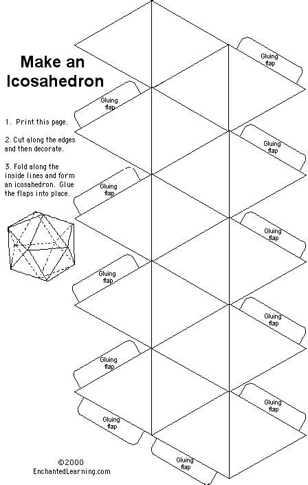 Paper template for an icosahedron (or for the nerds, a d20) | Paper art ...