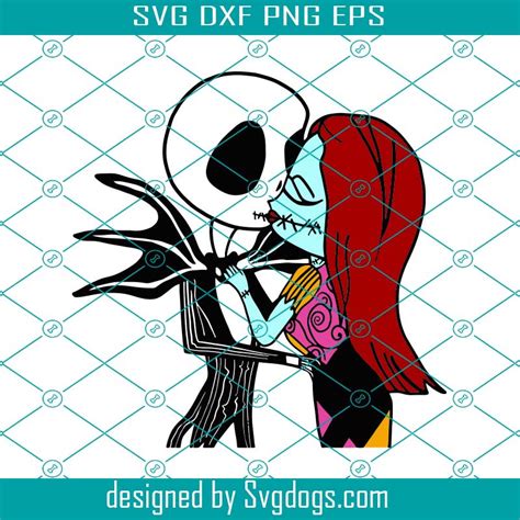 Jack & Sally Kiss Svg, Jack And Sally On Christmas Svg, Nightmare Before Christmas Svg, Jack Svg ...