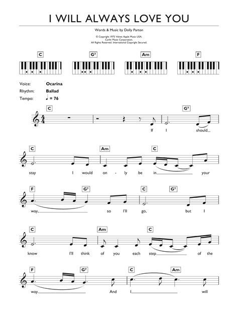 I Will Always Love You Sheet Music | Whitney Houston | Piano Chords/Lyrics