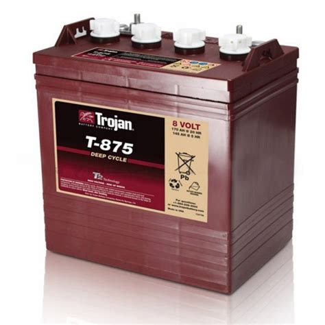 BATTERIE PER CARRELLI DA GOLF E GOLF CAR : Batteria TROJAN T875 Deep Cycle 8 Volt 170Ah