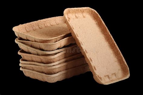 Biodegradable Food Trays Made from Pressed Cardboard Isolated on White ...