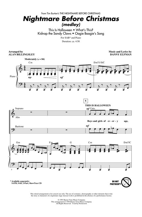 Nightmare Before Christmas (Medley) (arr. Alan Billingsley) Sheet Music ...