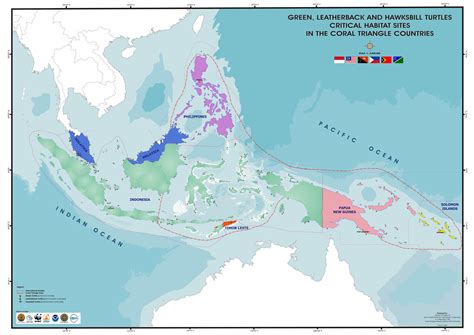 Green, leatherback and hawksbill turtles critical habitat sites in the ...