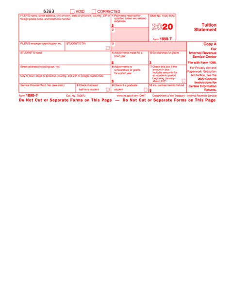 2020 Form IRS 1098-T Fill Online, Printable, Fillable, Blank - pdfFiller