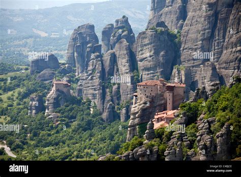 The Meteora complex of Eastern Orthodox monasteries, UNESCO World Heritage in the Plain of ...