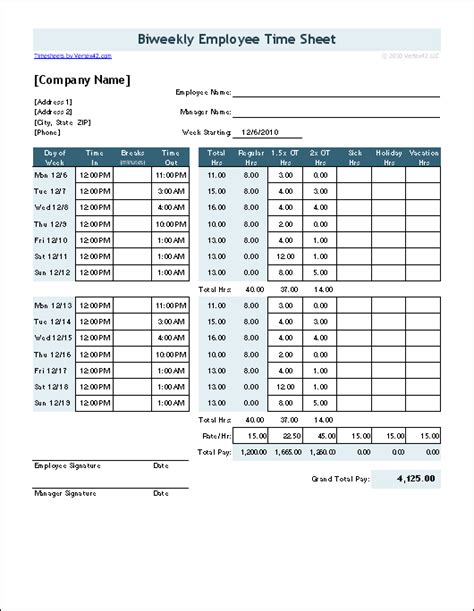 Free Online Time Card Calculator With Breaks ~ Excel Templates