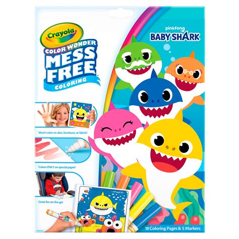 Buy Crayola Baby Shark Color Wonder Pages (18 Pages & 5 Markers), Mess Free Coloring For ...