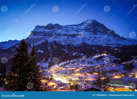 Starry Night in Grindelwald, Switzerland Stock Image - Image of alpine ...