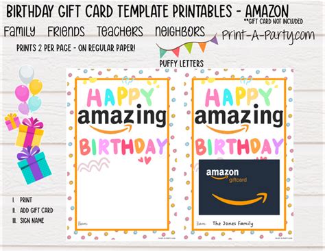 Amazon Birthday Gift Card Printable - Dress Up Your Amazon Gift Card ...