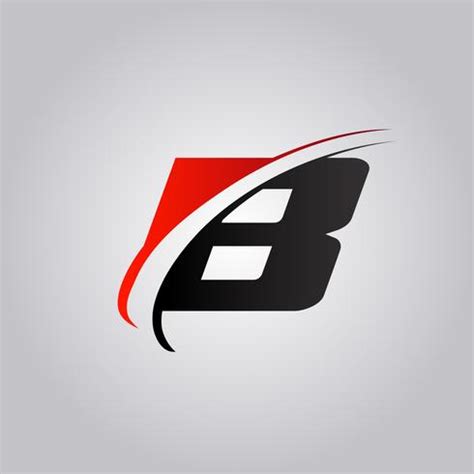 initial B Letter logo with swoosh colored red and black 587597 Vector Art at Vecteezy