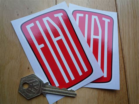 Fiat 1932 - 1968 Style Logo Shaped Stickers. 4" Pair.